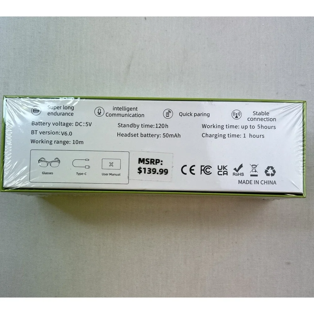 Wireless Smart Glasses AI XG89 With Built‎ In Headphones Sealed. Intelligent